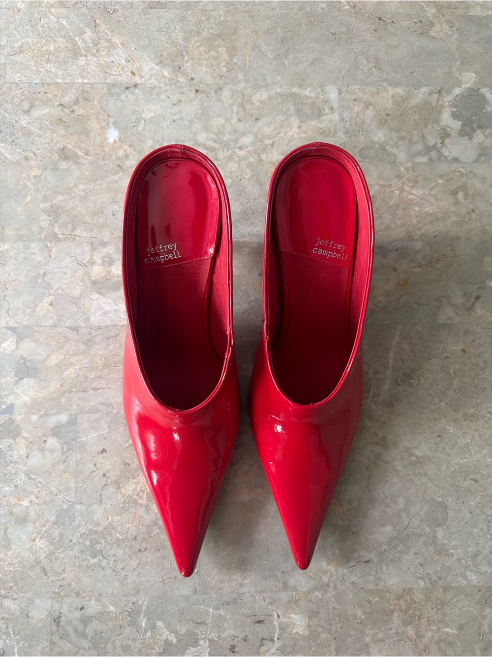 Jeffrey Campbell Red Patent Pointed-Toe Slip-On Heels - Picture 3 of 4